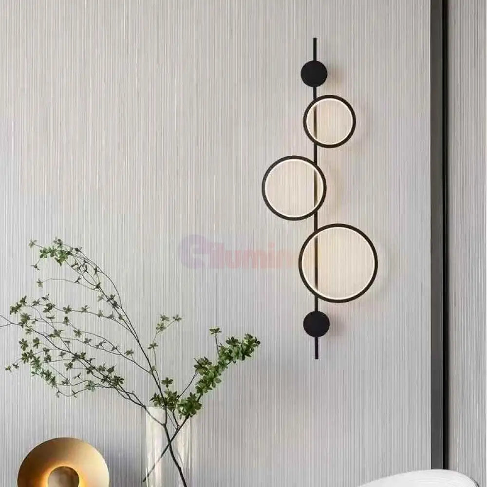 Aplica LED 40W TRIPLE ROUND BLACK 3 Functii APLICA PERETE / CIRCLE DESIGN / NEAGRA Wall Light Fixtures