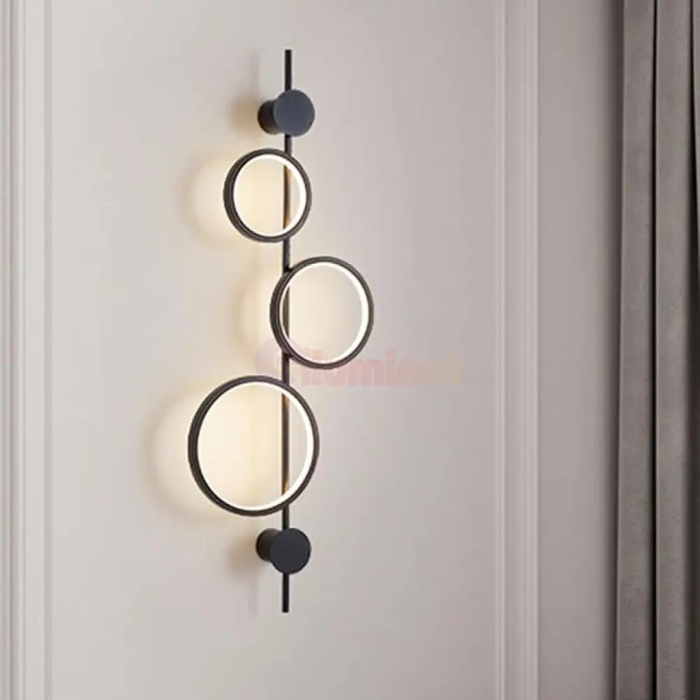 Aplica LED 40W TRIPLE ROUND BLACK 3 Functii APLICA PERETE / CIRCLE DESIGN / NEAGRA Wall Light Fixtures