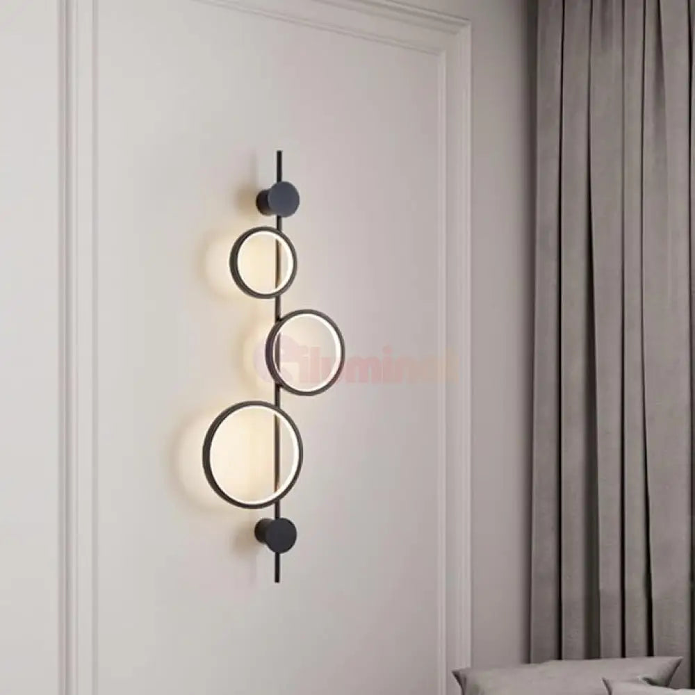 Aplica LED 40W TRIPLE ROUND BLACK 3 Functii APLICA PERETE / CIRCLE DESIGN / NEAGRA Wall Light Fixtures