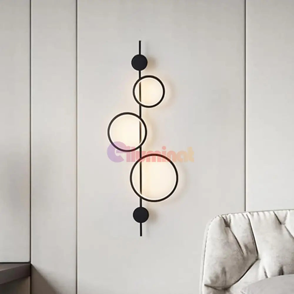 Aplica LED 40W TRIPLE ROUND BLACK 3 Functii APLICA PERETE / CIRCLE DESIGN / NEAGRA Wall Light Fixtures