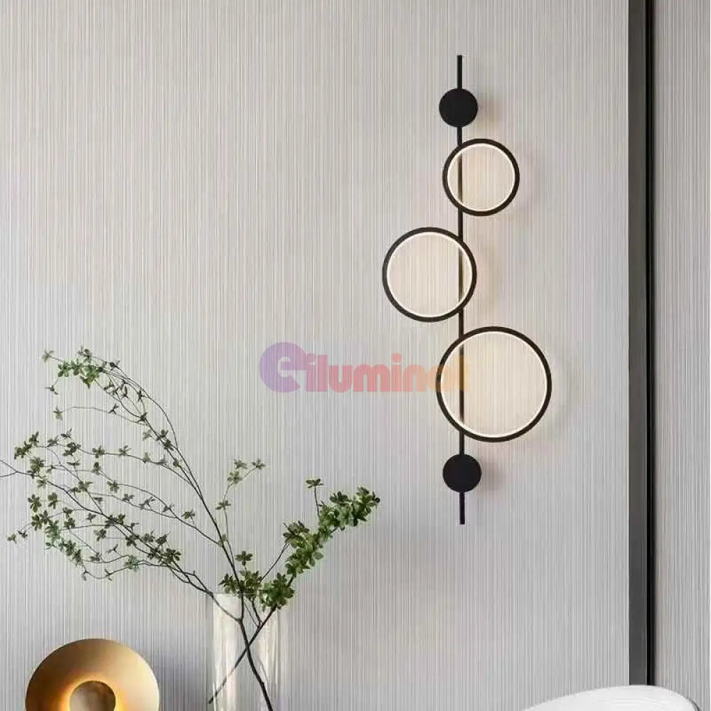 Aplica LED 40W TRIPLE ROUND BLACK 3 Functii APLICA PERETE / CIRCLE DESIGN / NEAGRA Wall Light Fixtures