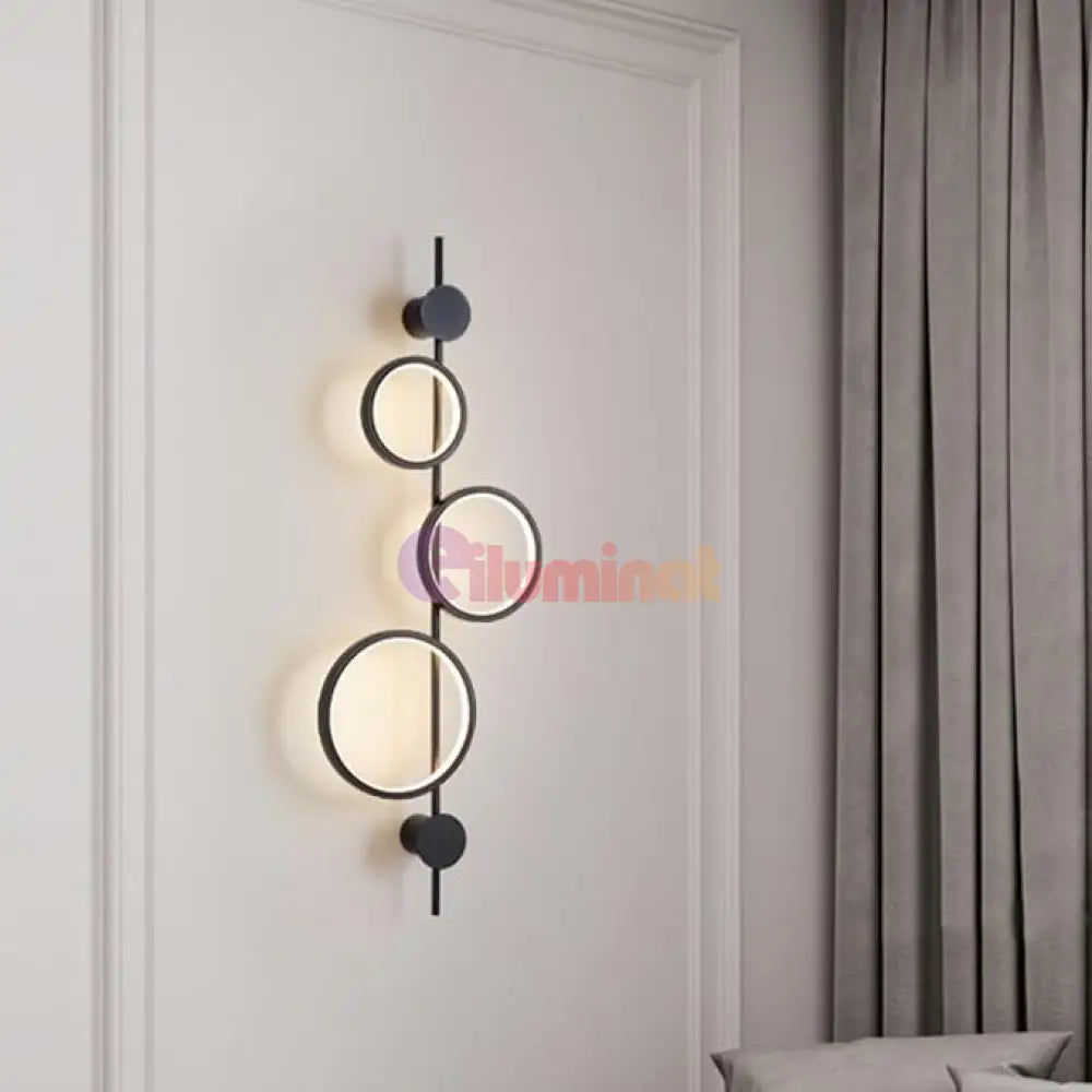 Aplica LED 40W TRIPLE ROUND BLACK 3 Functii APLICA PERETE / CIRCLE DESIGN / NEAGRA Wall Light Fixtures