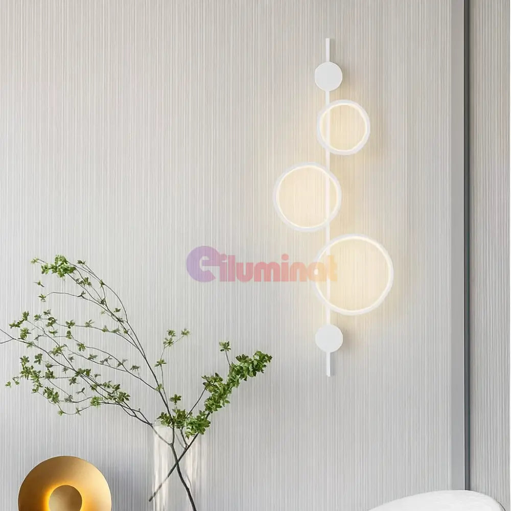Aplica LED 40W TRIPLE ROUND WHITE 3 Functii APLICA PERETE / CIRCLE DESIGN / ALBA Wall Light Fixtures