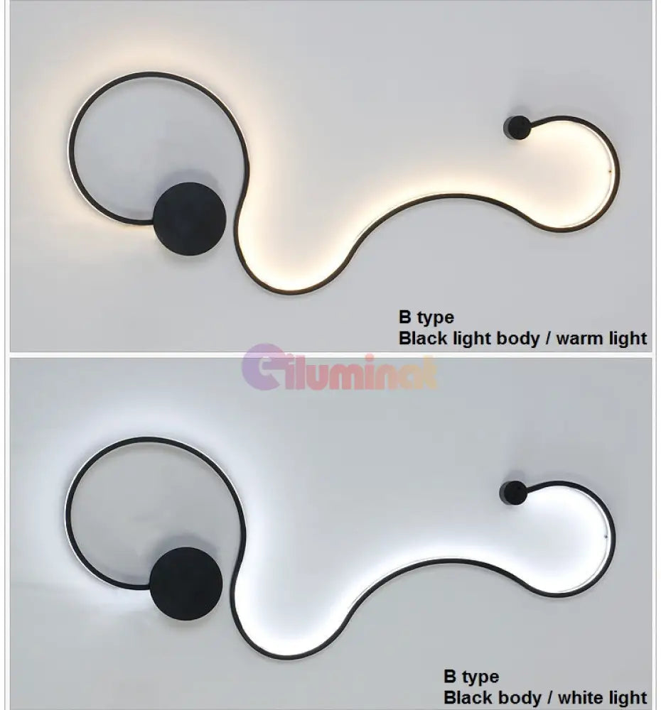 Aplica Led 60W 89Cm Gamora Black Wall Light Fixtures