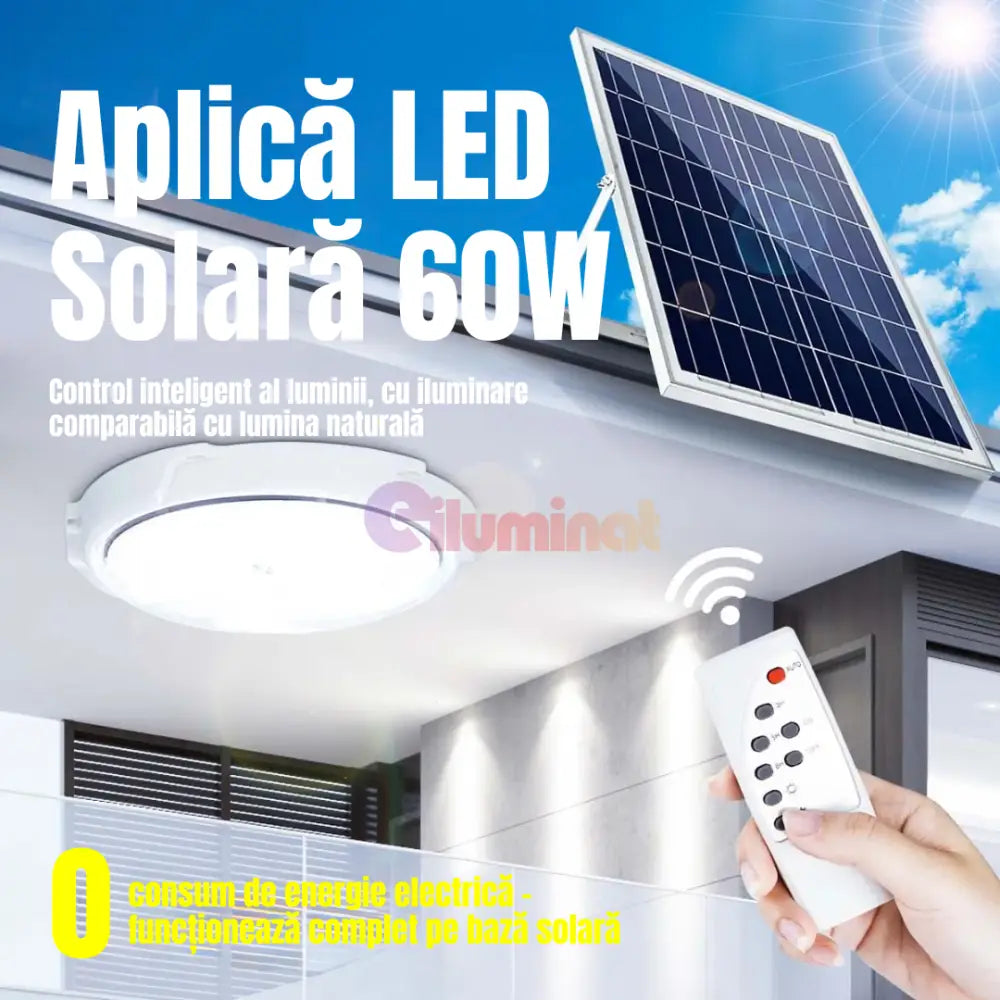 Aplica LED solara 60W cu Telecomanda 🔆 APLICA SOLARA / ALBA Wall Light Fixtures
