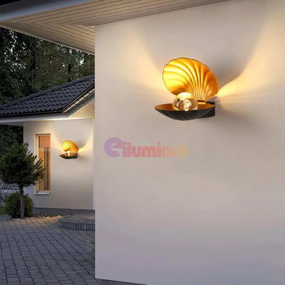 Aplica Led 6W Oyster Exterior Neagra / Aplica Perete Alb Cald Wall Light Fixtures