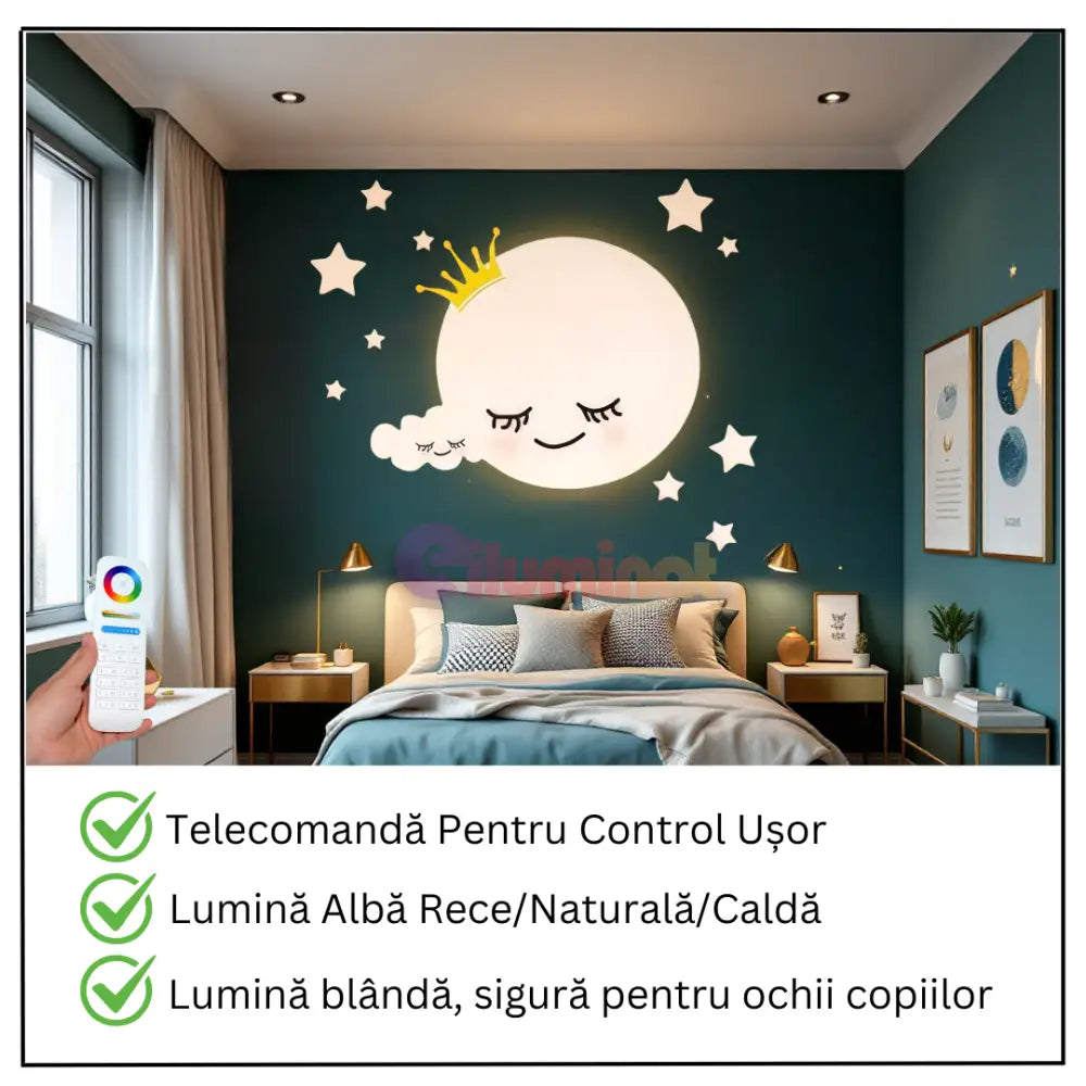 Aplica LED 80W Dreamy Moon Telecomanda 5319 ALBA / 60CM / KIDS Lighting Fixtures