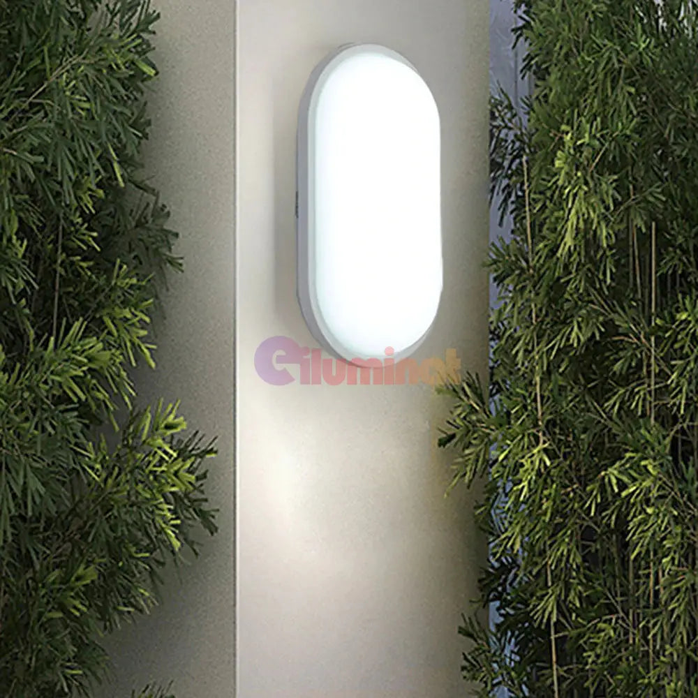 Aplica Led 8W Ovala Bat Alba Exterior Ultra Subtire Echivalent 70W Wall Light Fixtures