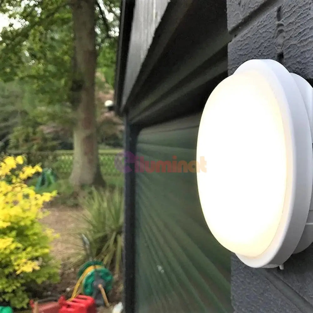 Aplica Led 8W Rotunda Bat Alba Exterior Ultra Subtire Echivalent 70W Wall Light Fixtures