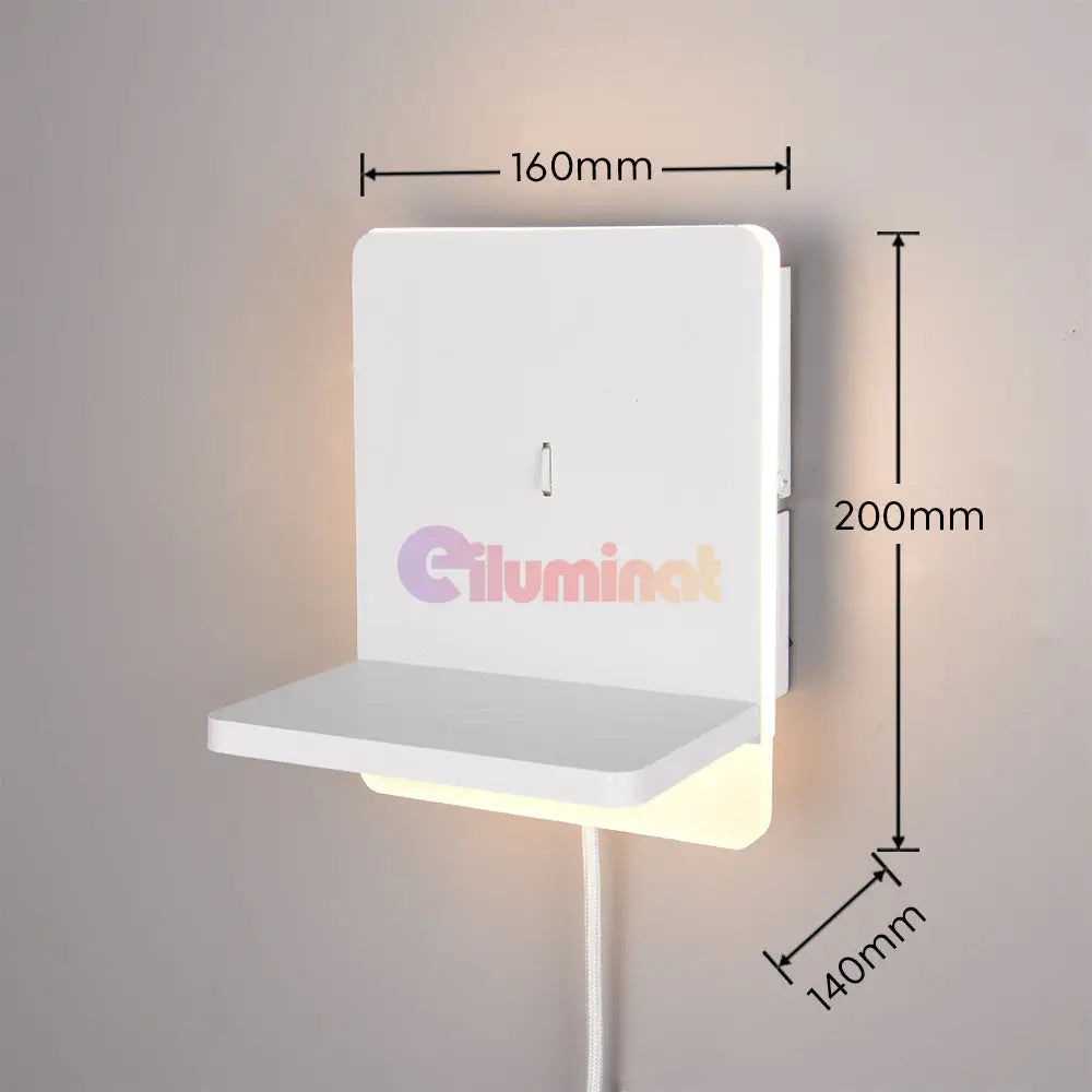 Aplica LED 9W cu Incarcare Wireless si Lumina Calda FAIRFIELD Alb ALBA / APLICA PERETE Wall Light Fixtures