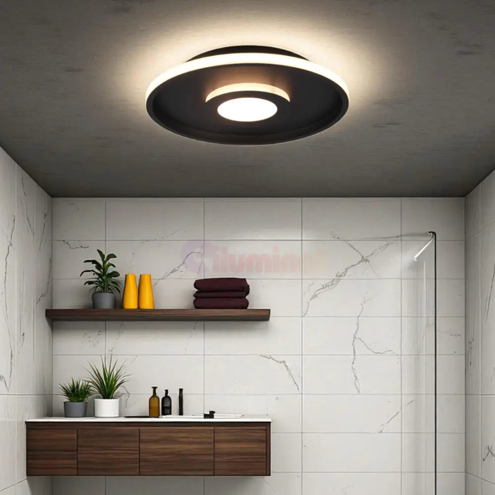 Lustra LED Black ASCARI CIRCLE DESIGN / NEAGRA / 40CM CEILING LIGHT