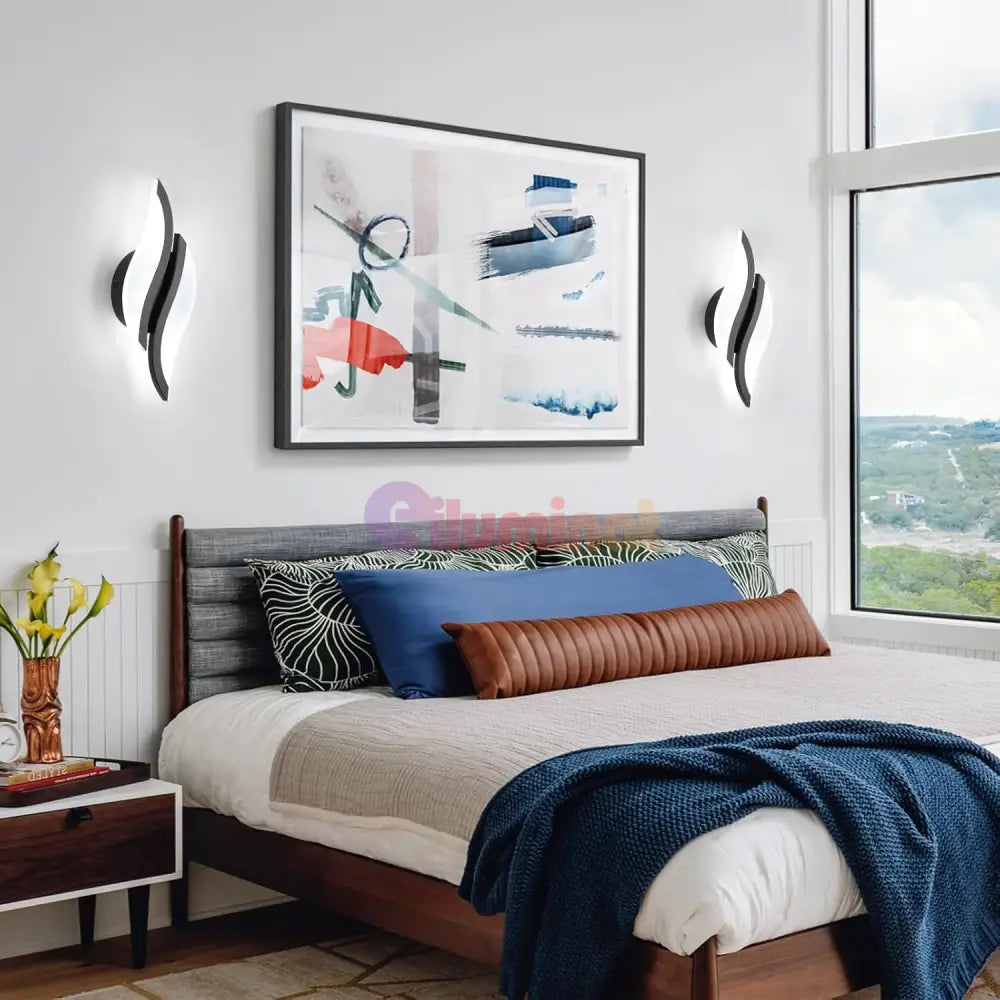 Aplica LED ASCO 8W Neagra Echivalent 40W NEAGRA / MINIMALIST DESIGN / APLICA PERETE Wall Light Fixtures