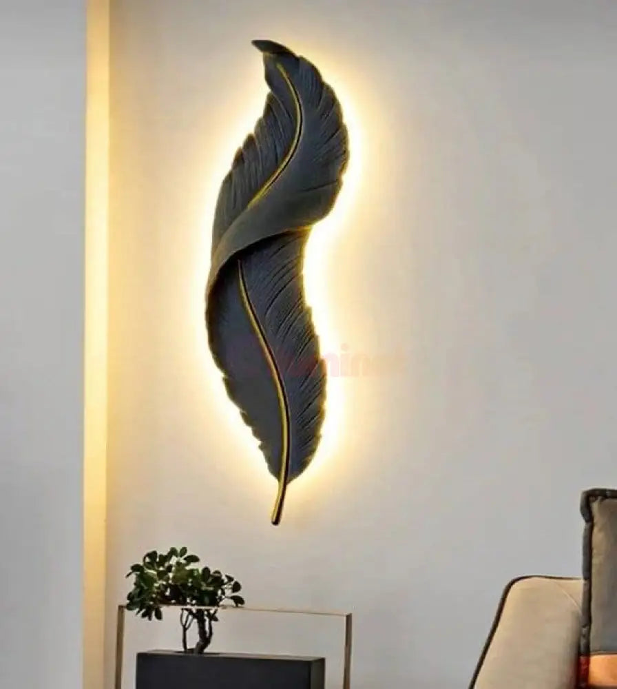 Aplica Led Black Luxury Feather 25W 63Cm Wall Light Fixtures