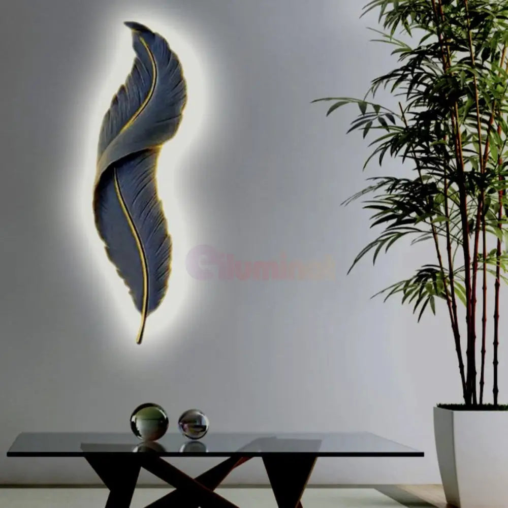 Aplica Led Black Luxury Feather 25W 63Cm Wall Light Fixtures