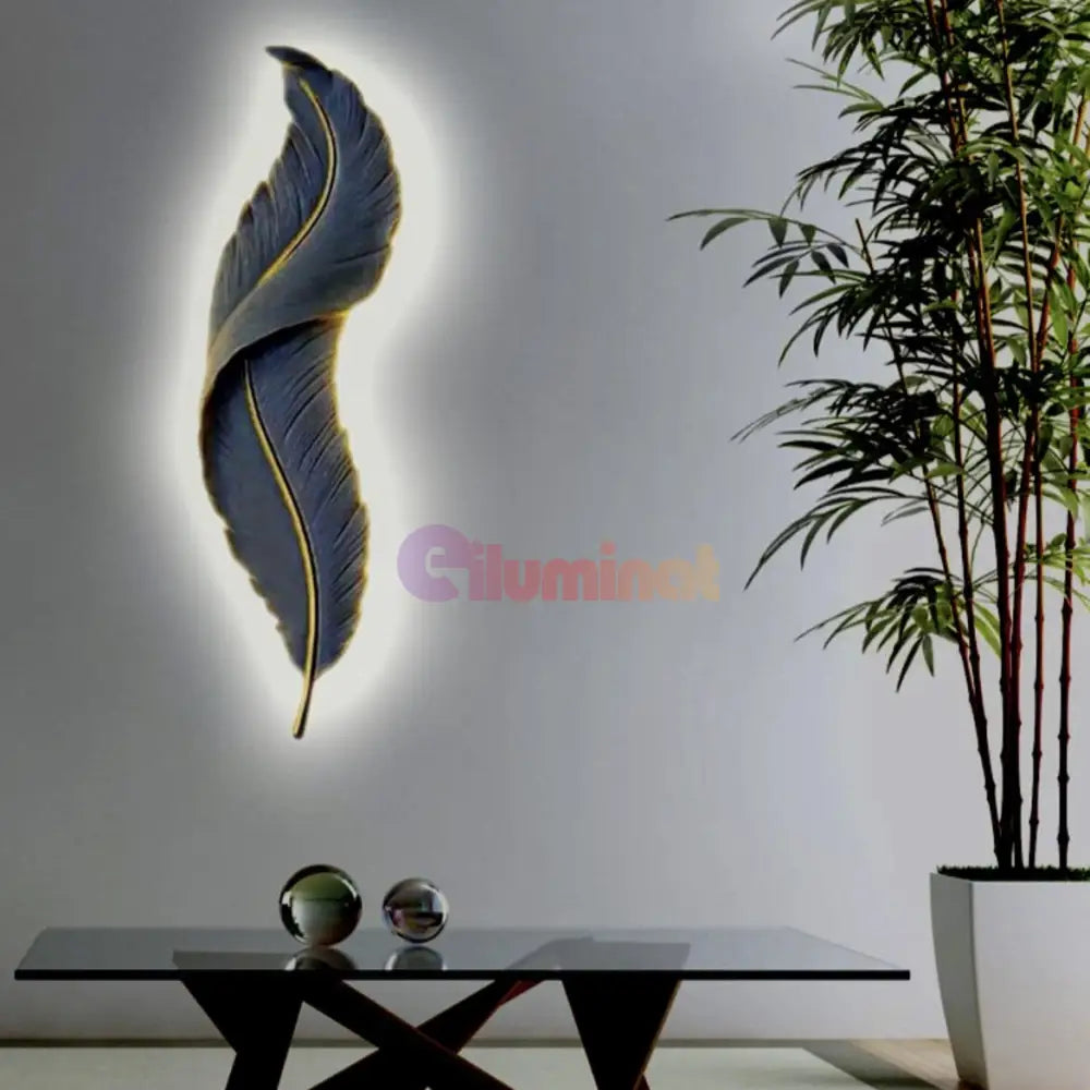 Aplica Led Black Luxury Feather 25W 63Cm Wall Light Fixtures