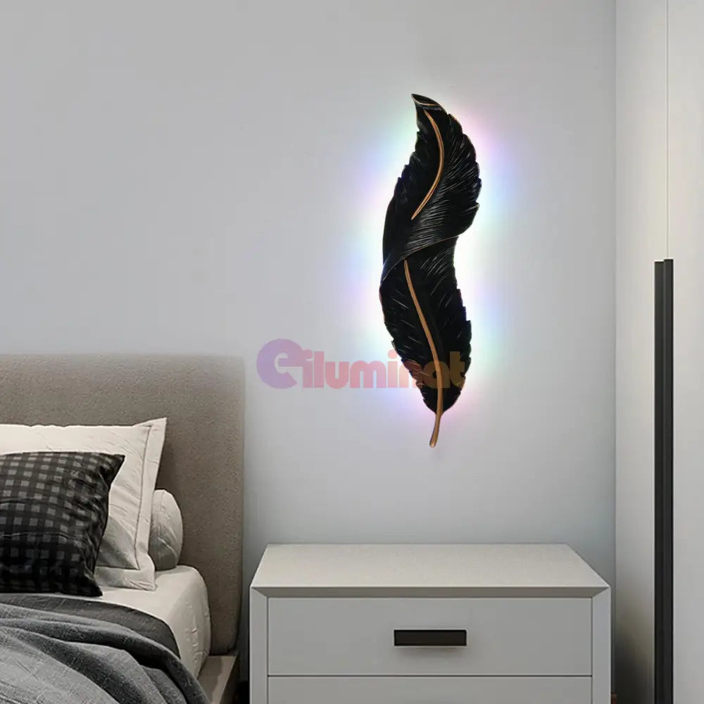 Aplica Led Black Luxury Feather 25W 63Cm Wall Light Fixtures