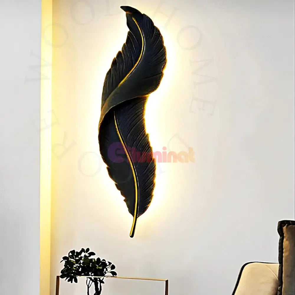 Aplica Led Black Luxury Feather 25W 63Cm Wall Light Fixtures