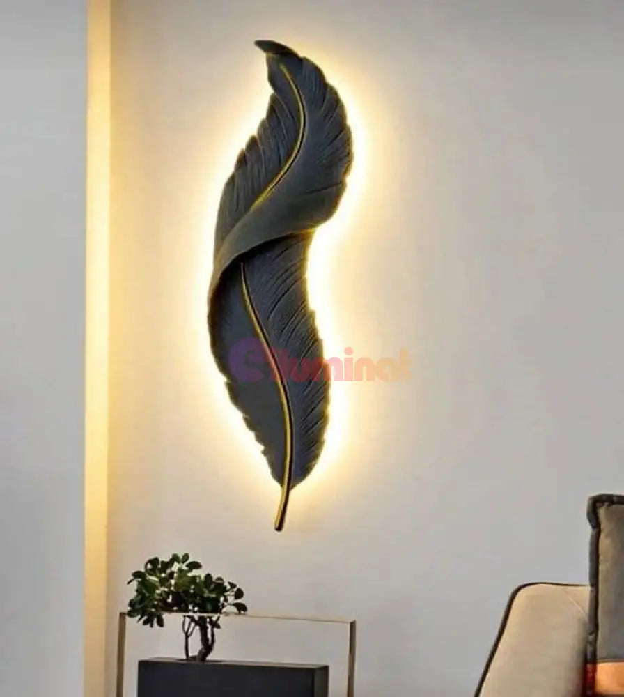 Aplica Led Black Luxury Feather 25W 63Cm Wall Light Fixtures