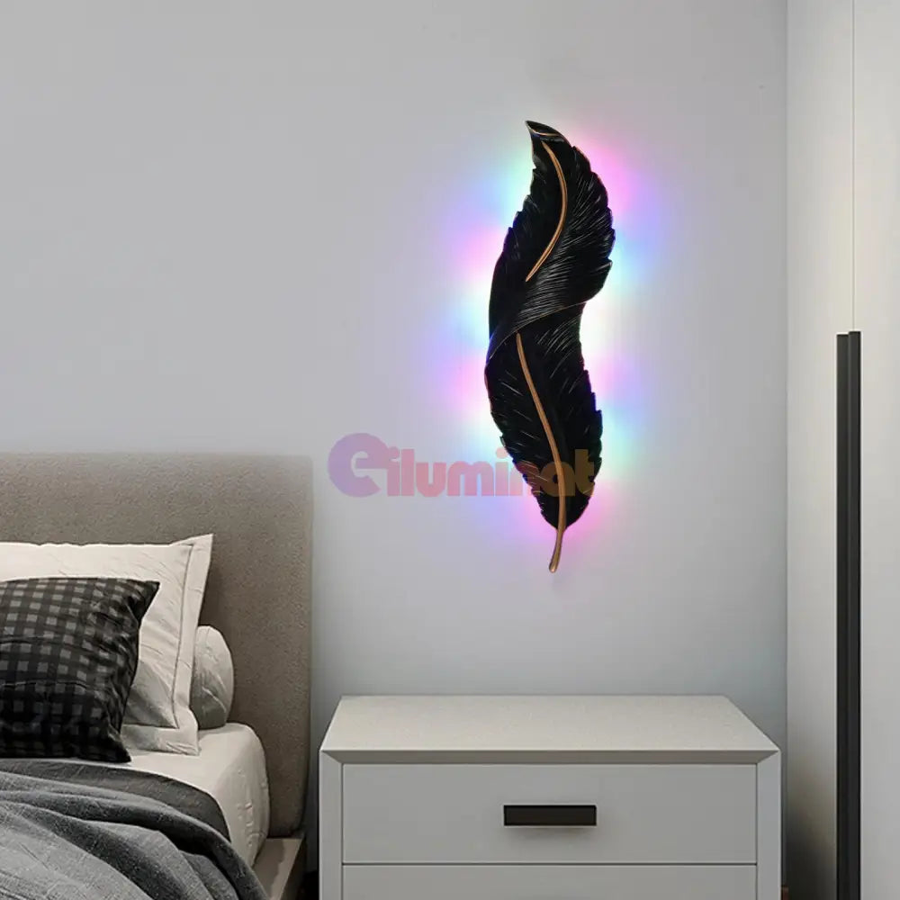 Aplica Led Black Luxury Feather 25W 63Cm Wall Light Fixtures