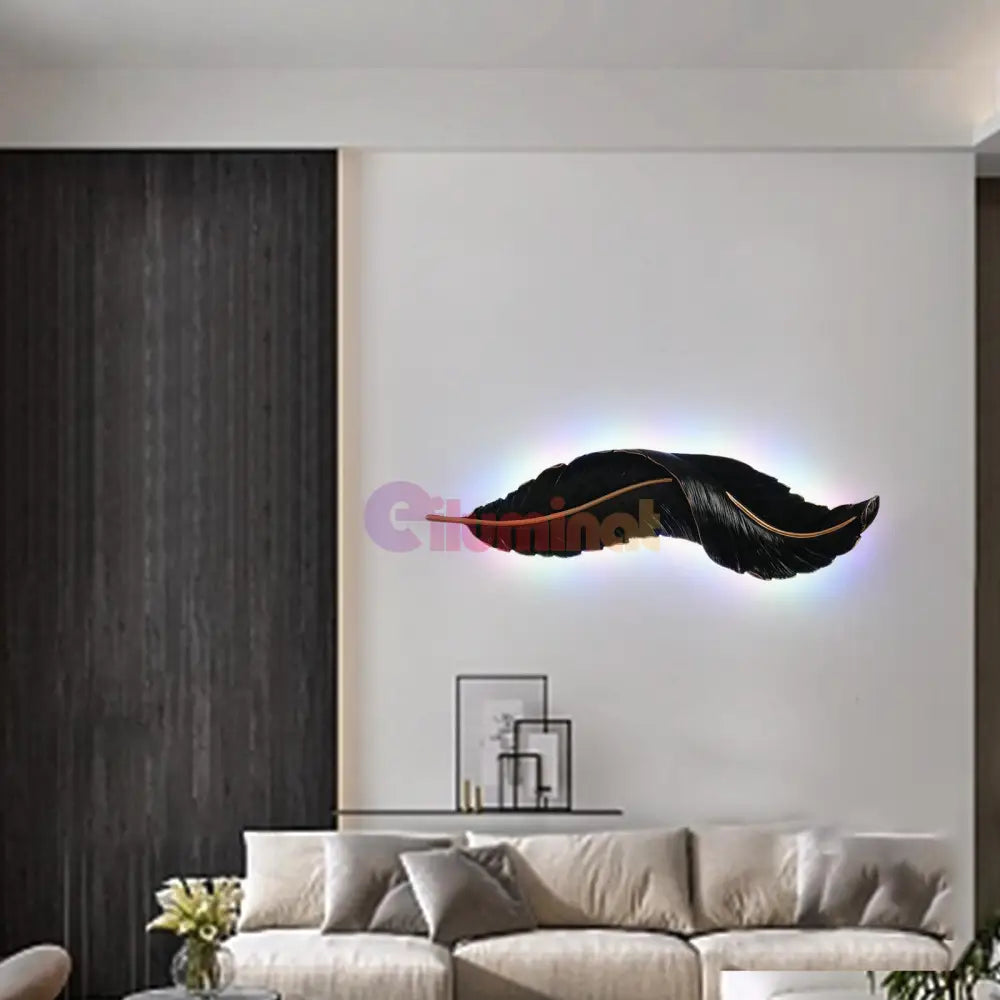 Aplica Led Black Luxury Feather 25W 63Cm Wall Light Fixtures