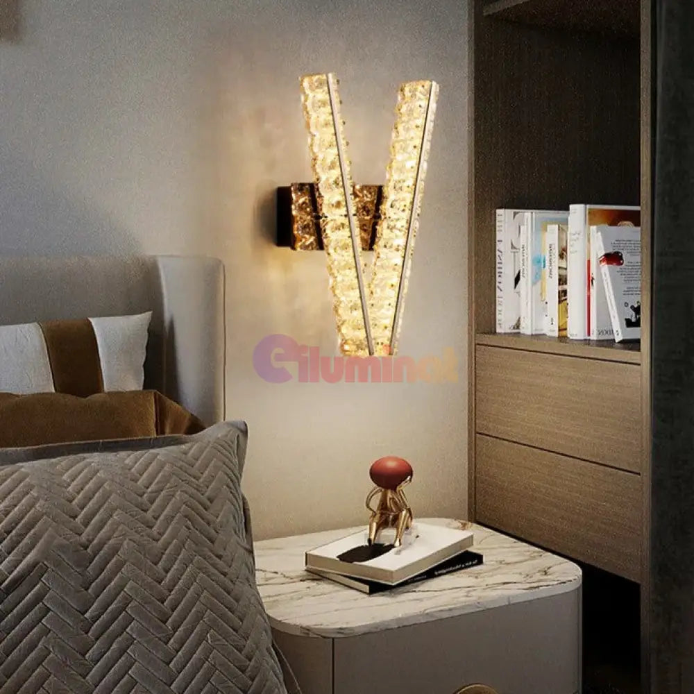 Aplica LED Crystal Gold V Shape CRISTAL / AURIE Wall Light Fixtures