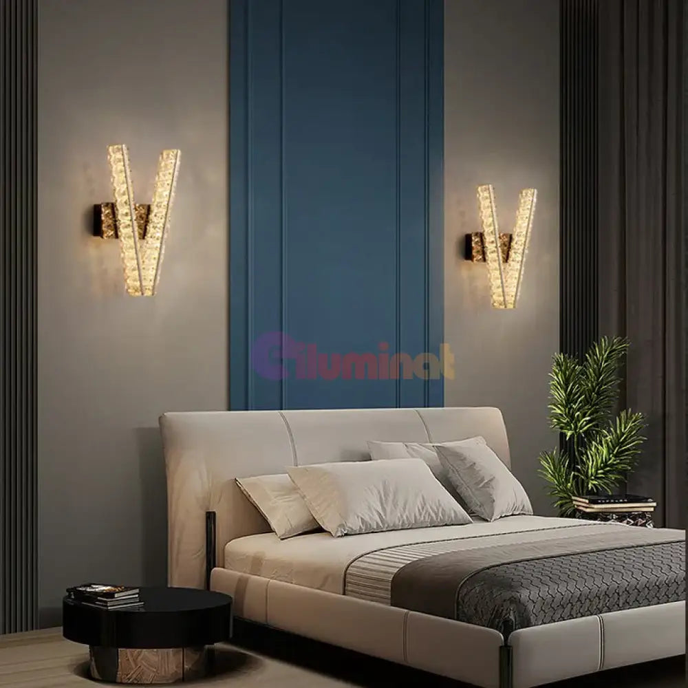 Aplica LED Crystal Gold V Shape CRISTAL / AURIE Wall Light Fixtures