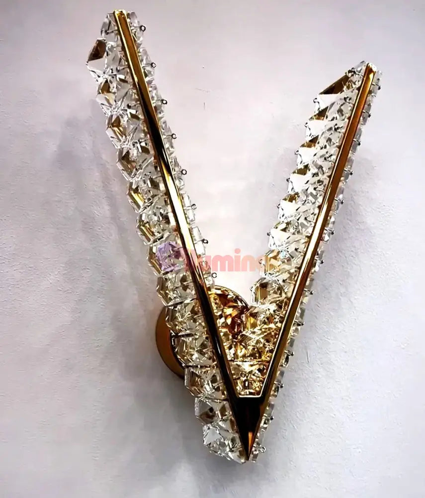 Aplica LED Crystal Gold V Shape CRISTAL / AURIE Wall Light Fixtures