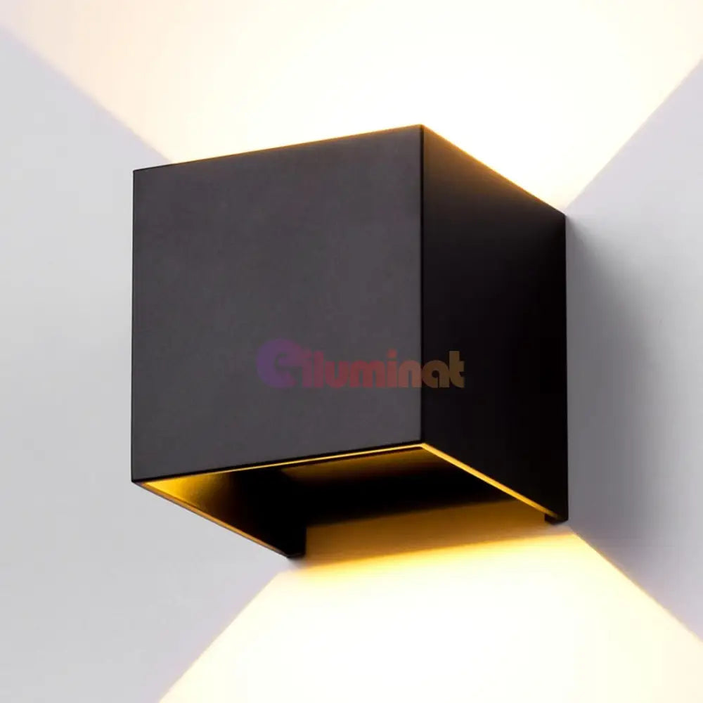 Aplica Led 10W Cube Exterior Neagra Fascicul Reglabil Wall Light Fixtures