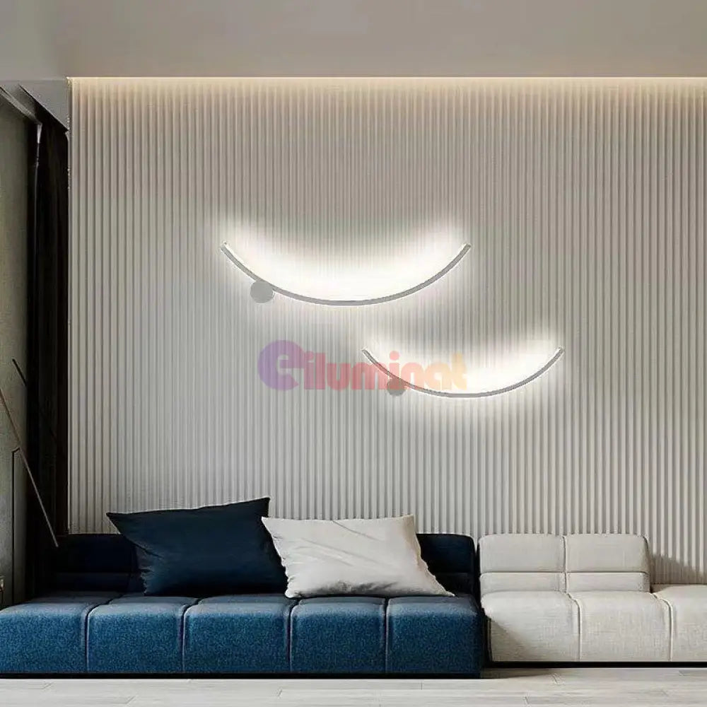 Aplica Led Curved Line 36W 60Cm Aplica Perete / Tavan Alba Minimalist Design Wall Light Fixtures