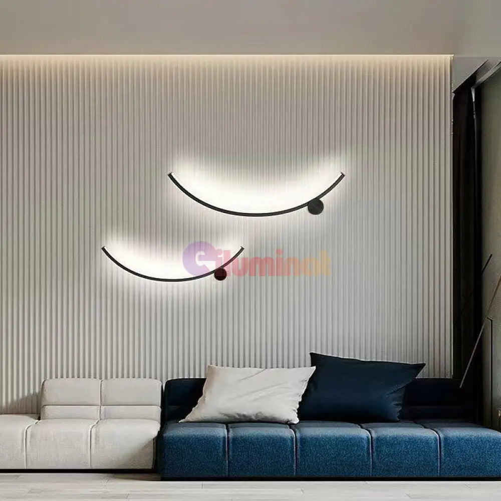 Aplica Led Curved Line 36W 60Cm Aplica Perete / Tavan Neagra Minimalist Design Wall Light Fixtures