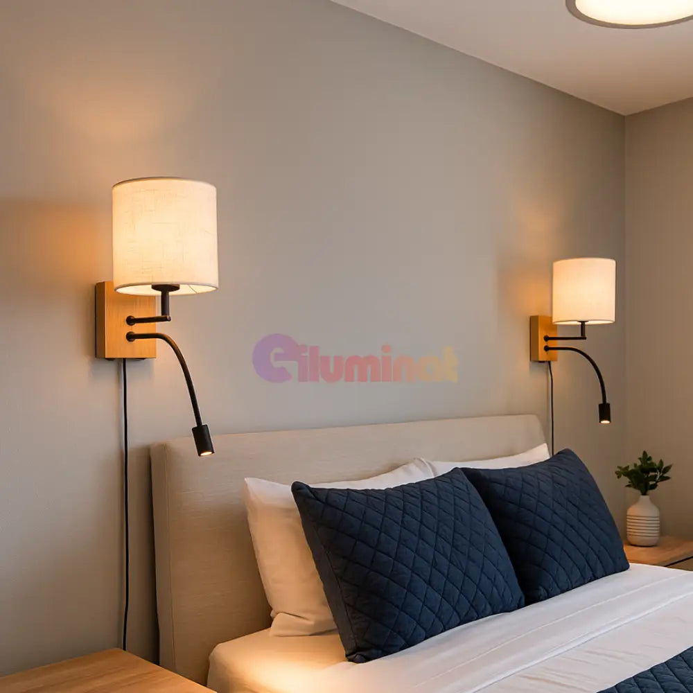 Aplica 1x E27 si LED NILAM Wood LEMN Lighting