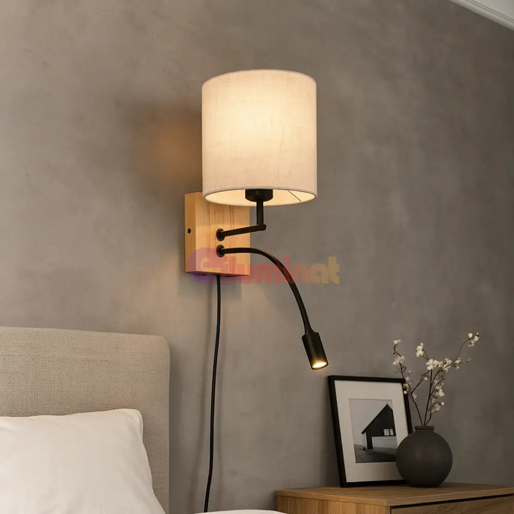 Aplica 1x E27 si LED NILAM Wood LEMN Lighting