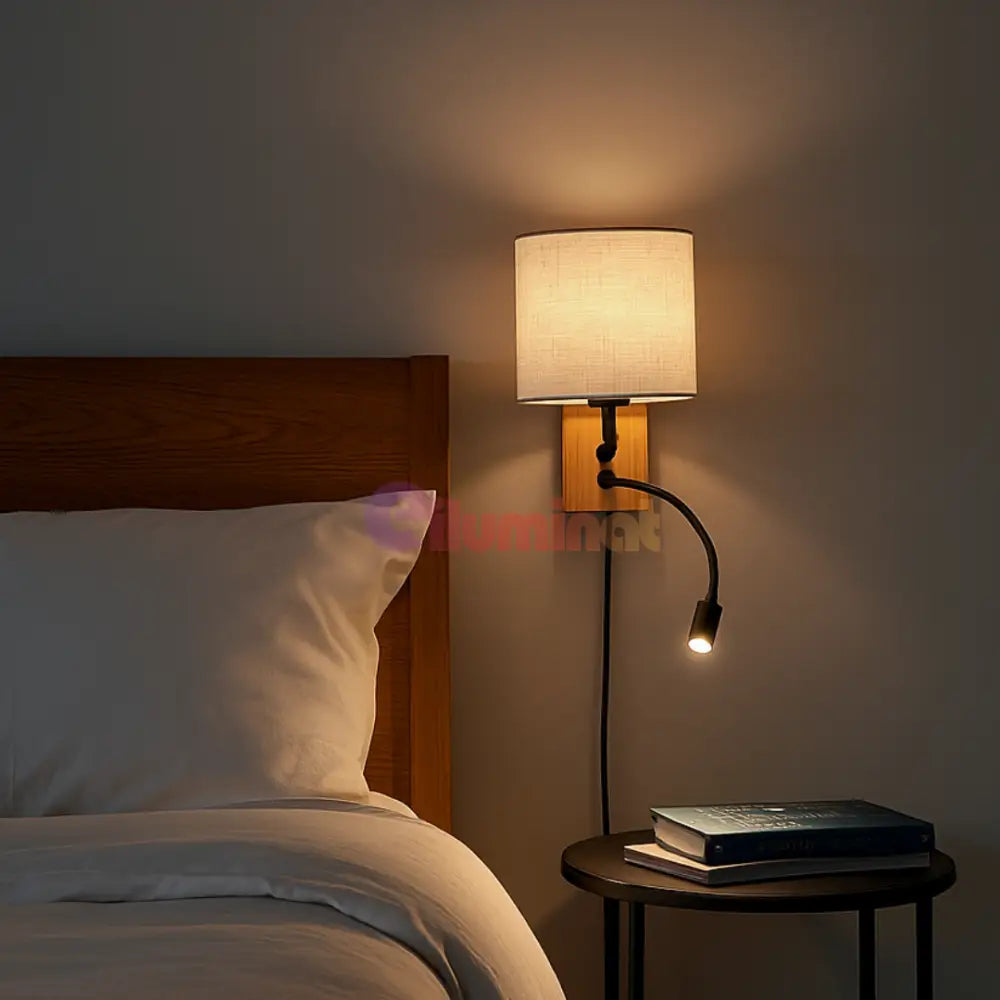 Aplica 1x E27 si LED NILAM Wood LEMN Lighting