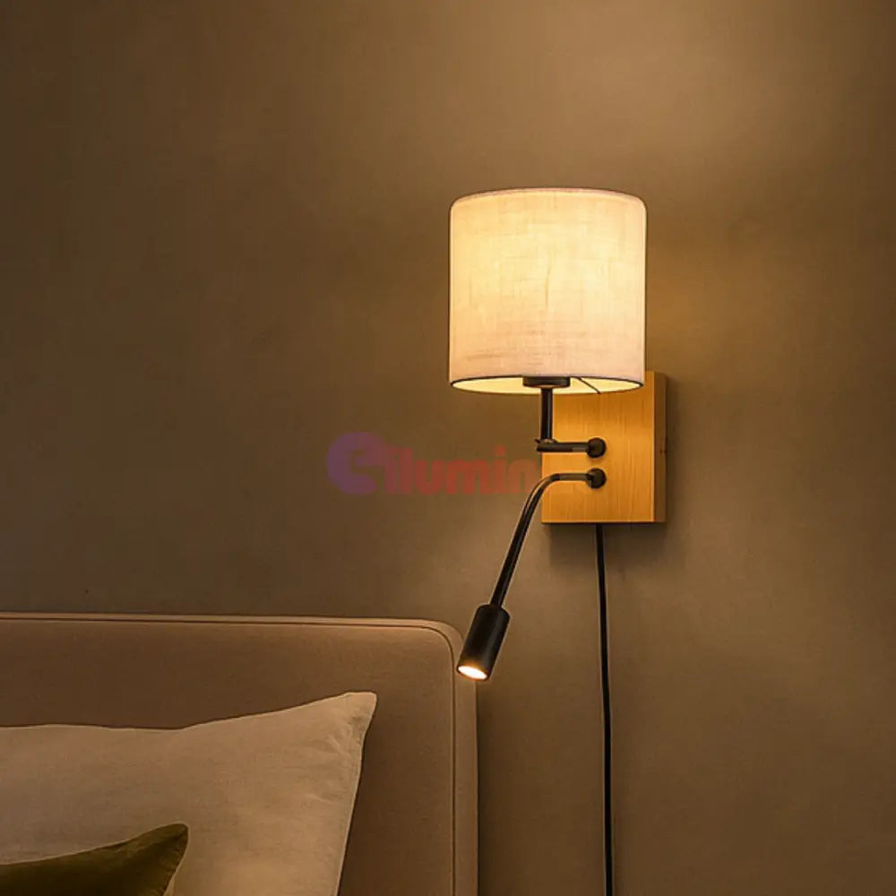 Aplica 1x E27 si LED NILAM Wood LEMN Lighting