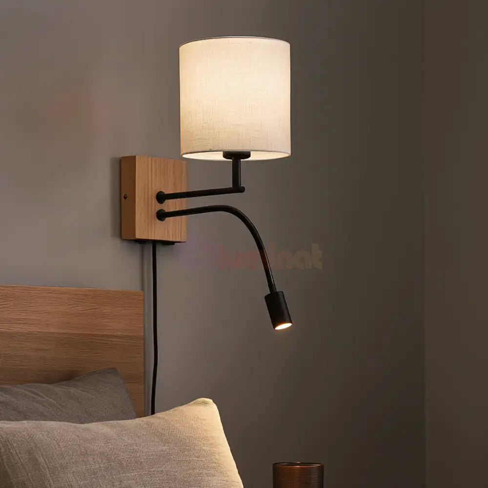 Aplica 1x E27 si LED NILAM Wood LEMN Lighting