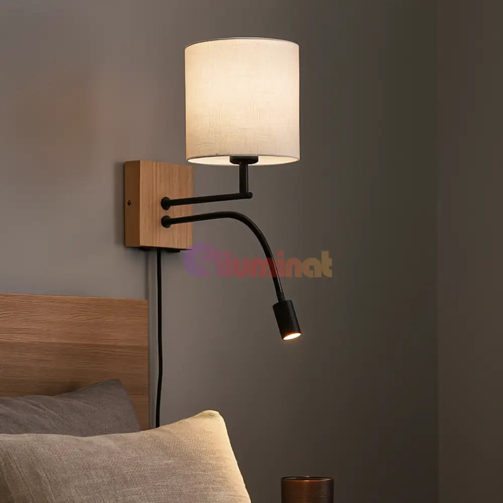 Aplica 1x E27 si LED NILAM Wood LEMN Lighting