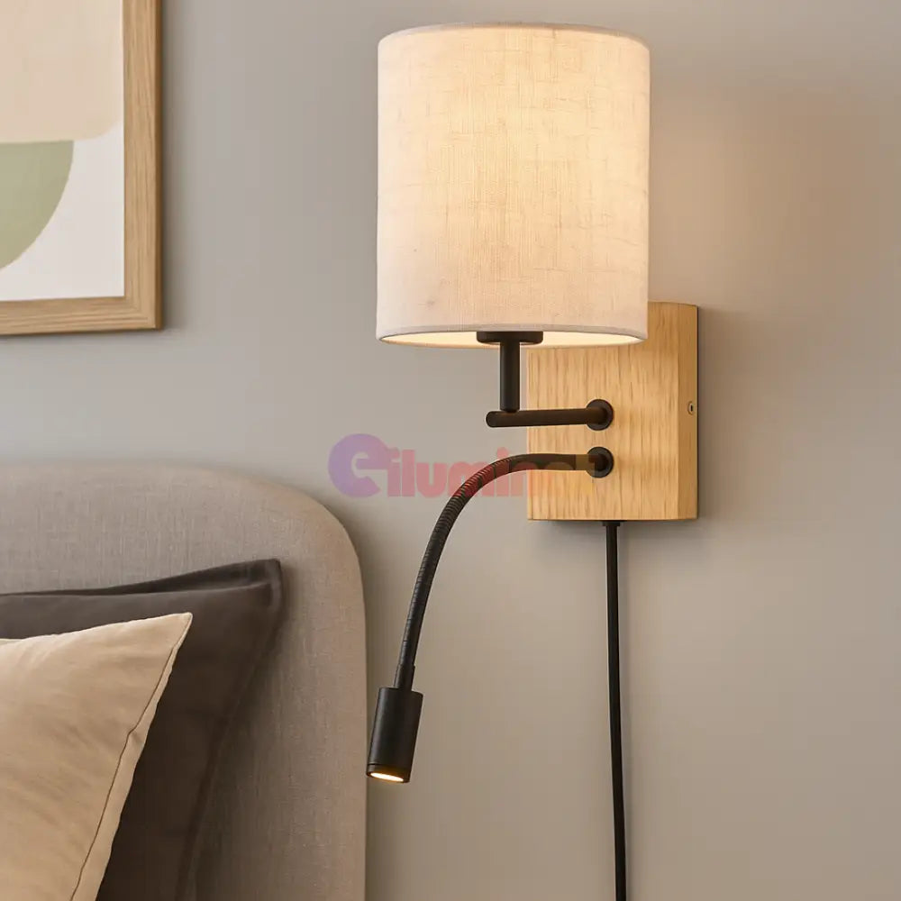 Aplica 1x E27 si LED NILAM Wood LEMN Lighting