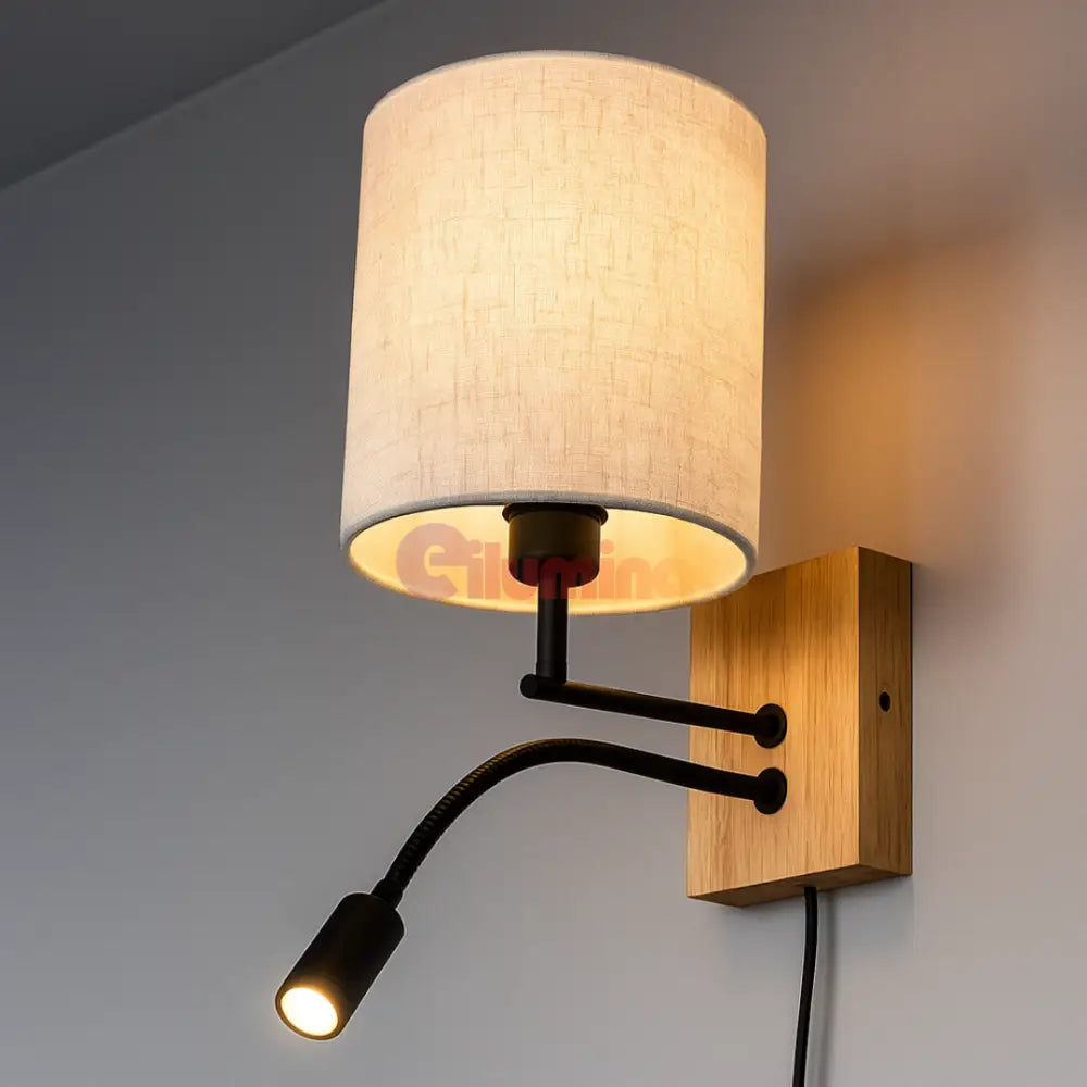 Aplica 1x E27 si LED NILAM Wood LEMN Lighting