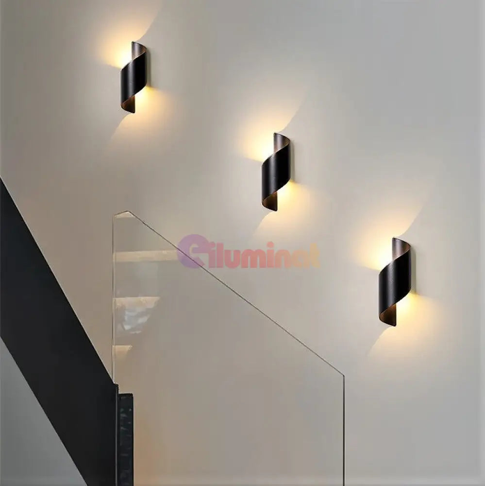 Aplica Led Exterior 10W Spirala Neagra Wall Light Fixtures