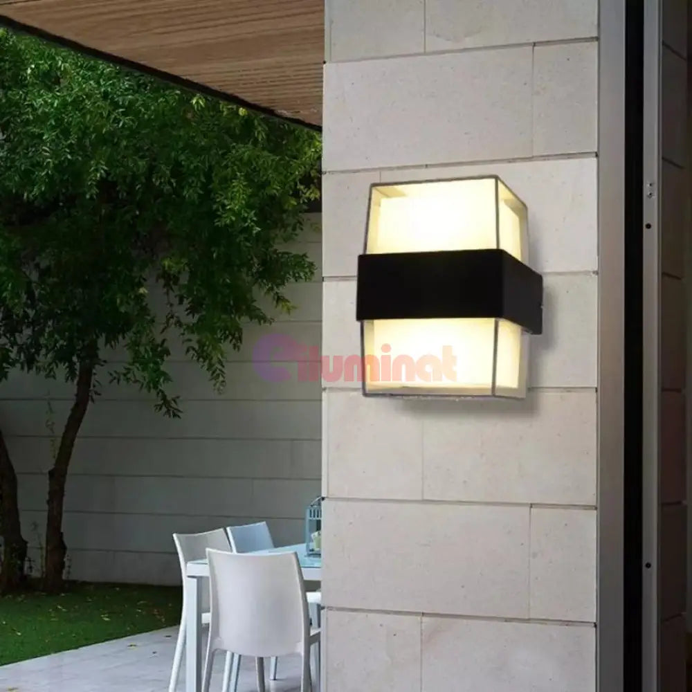 Aplica Led Exterior 12W Neagra Kuga Square Echivalent 100W Wall Light Fixtures