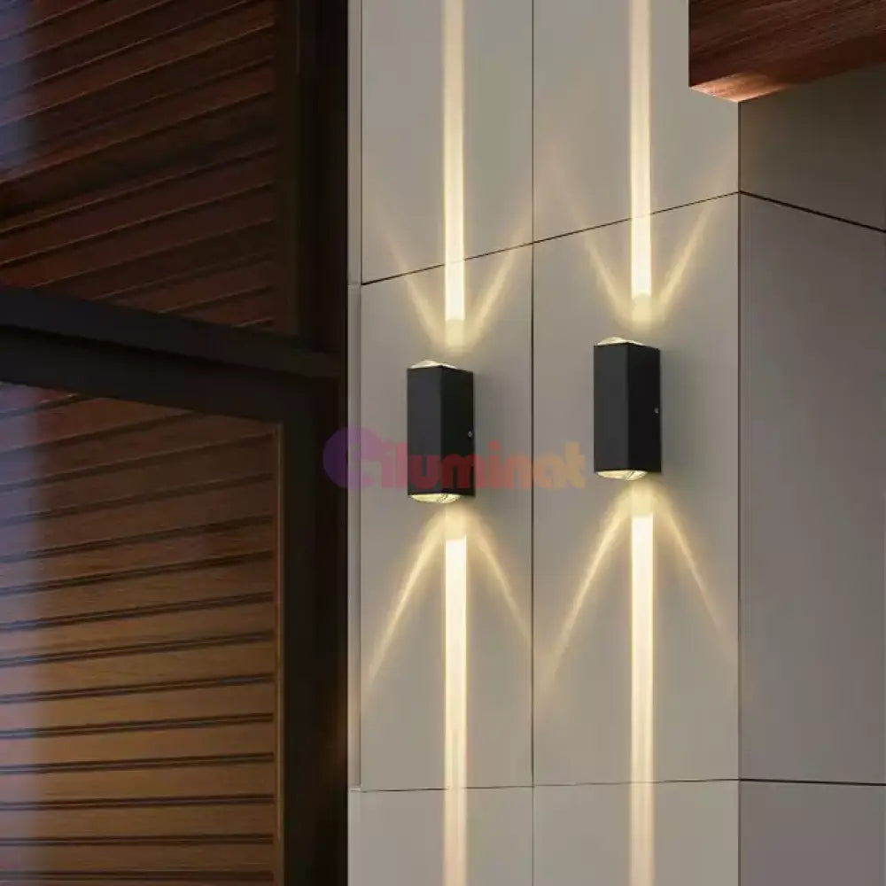 Aplica Led Exterior 2X3W Lines Neagra Wall Light Fixtures