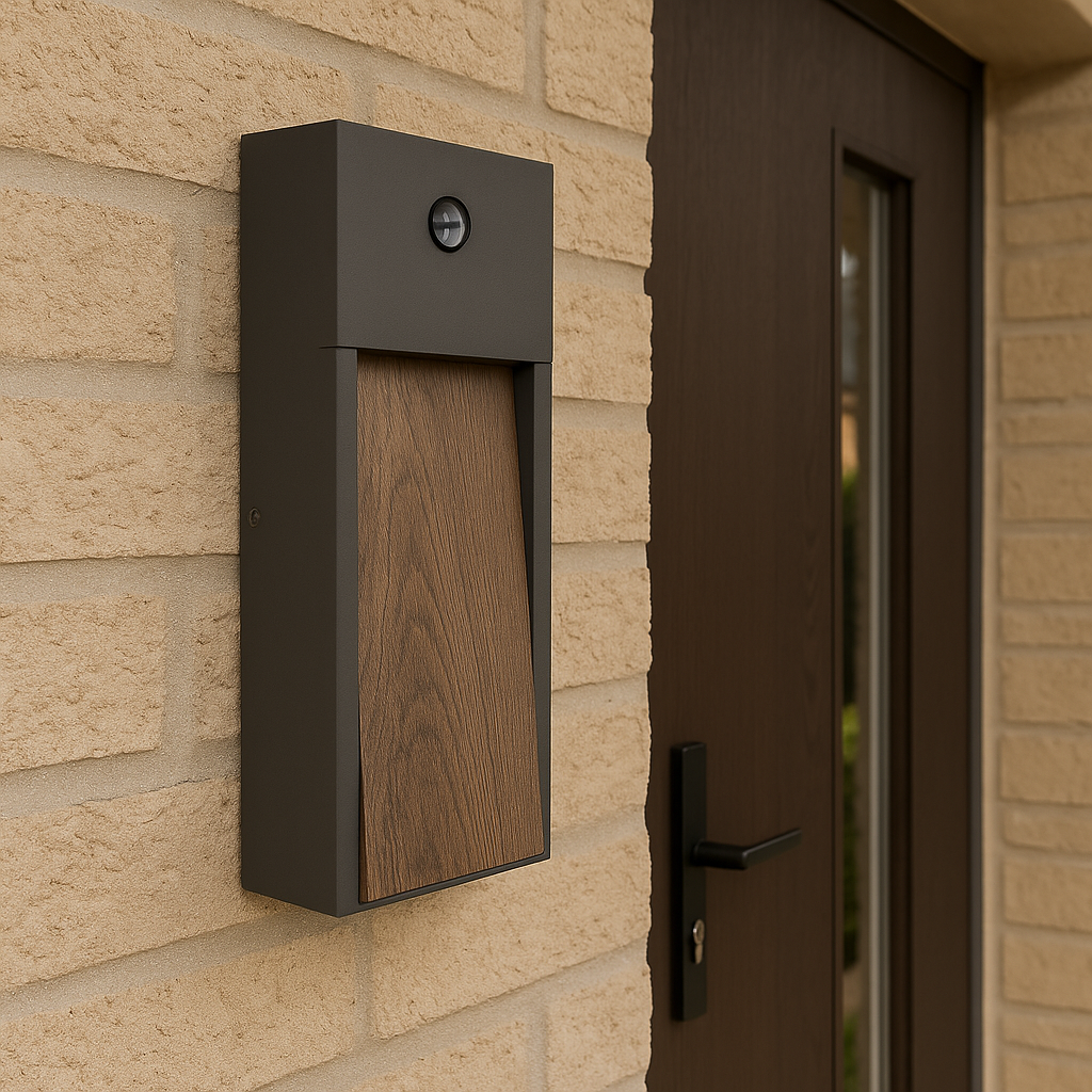 Aplica LED Exterior cu senzor 11W SALMON Imitatie lemn / APLICA PERETE CU SENZOR Wall Light Fixtures