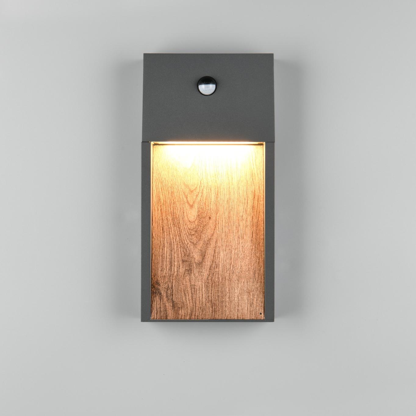 Aplica LED Exterior cu senzor 11W SALMON Imitatie lemn / APLICA PERETE CU SENZOR Wall Light Fixtures