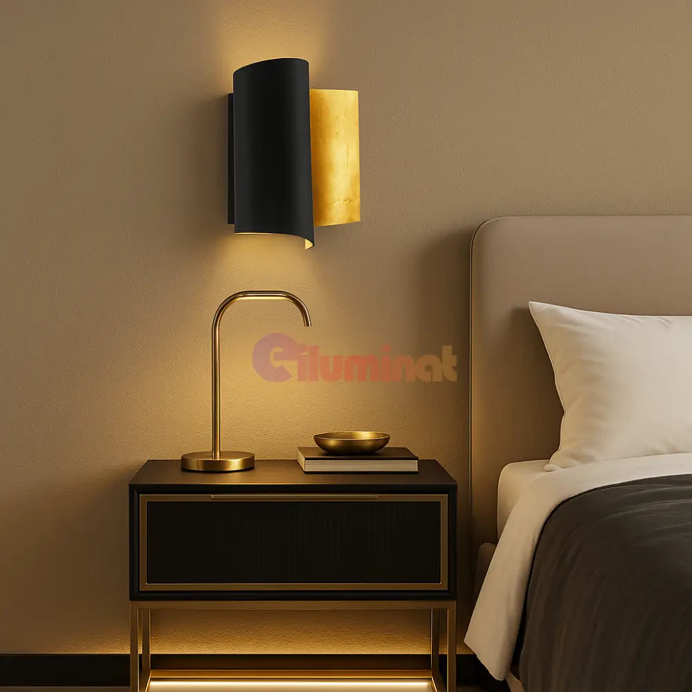 Aplica LED 40W FALICETTO GOLD & BLACK EGLO 98759 NEGRU + AURIU / APLICA PERETE / MINIMALIST DESIGN Wall Light Fixtures