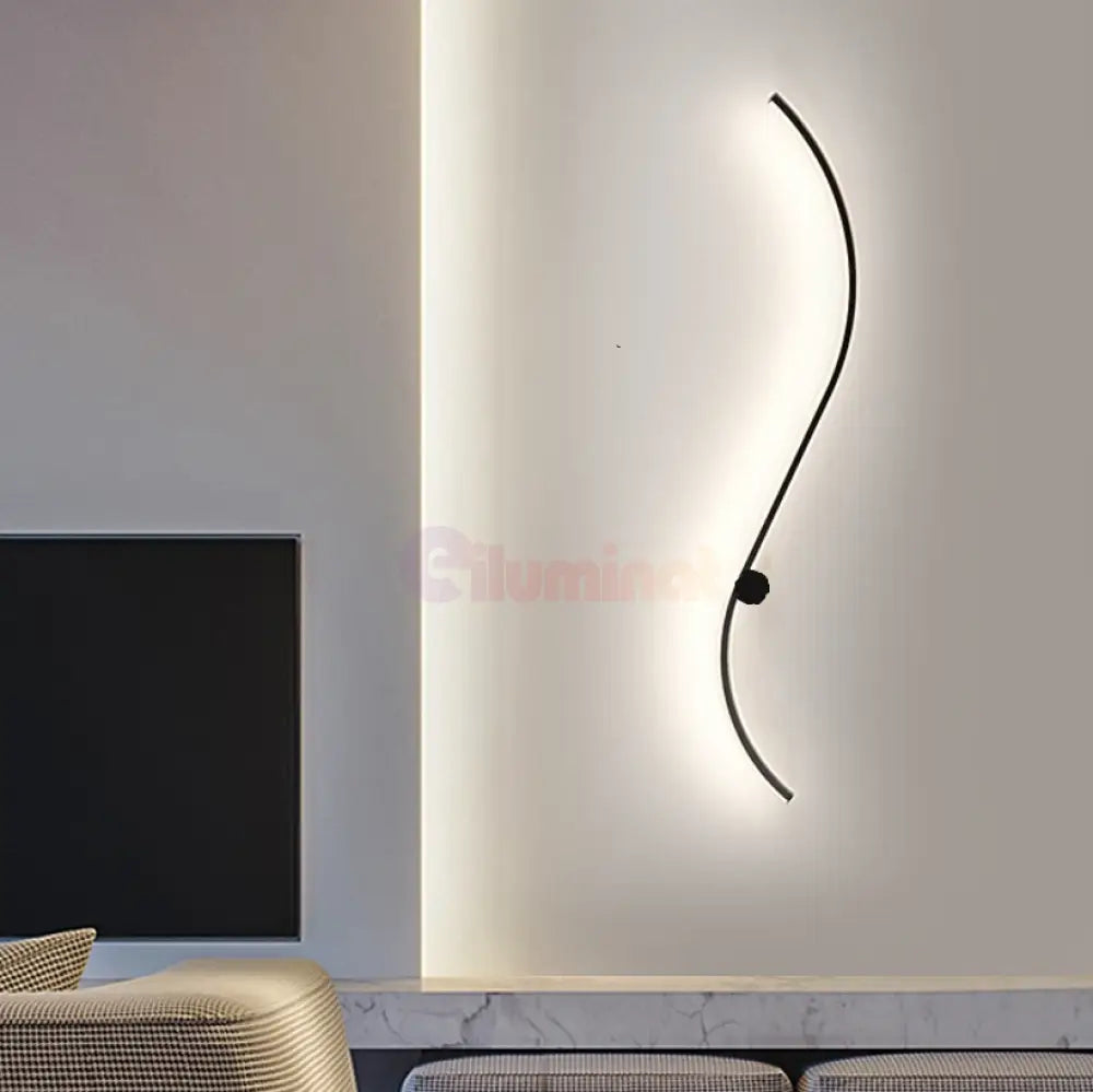 Aplica Led Flow Line 36W 60Cm Aplica Perete / Tavan Neagra Minimalist Design Wall Light Fixtures