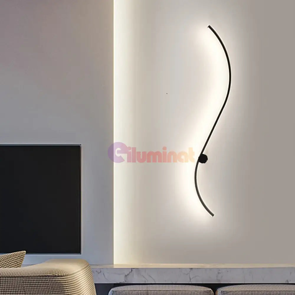 Aplica Led Flow Line 36W 60Cm Aplica Perete / Tavan Neagra Minimalist Design Wall Light Fixtures