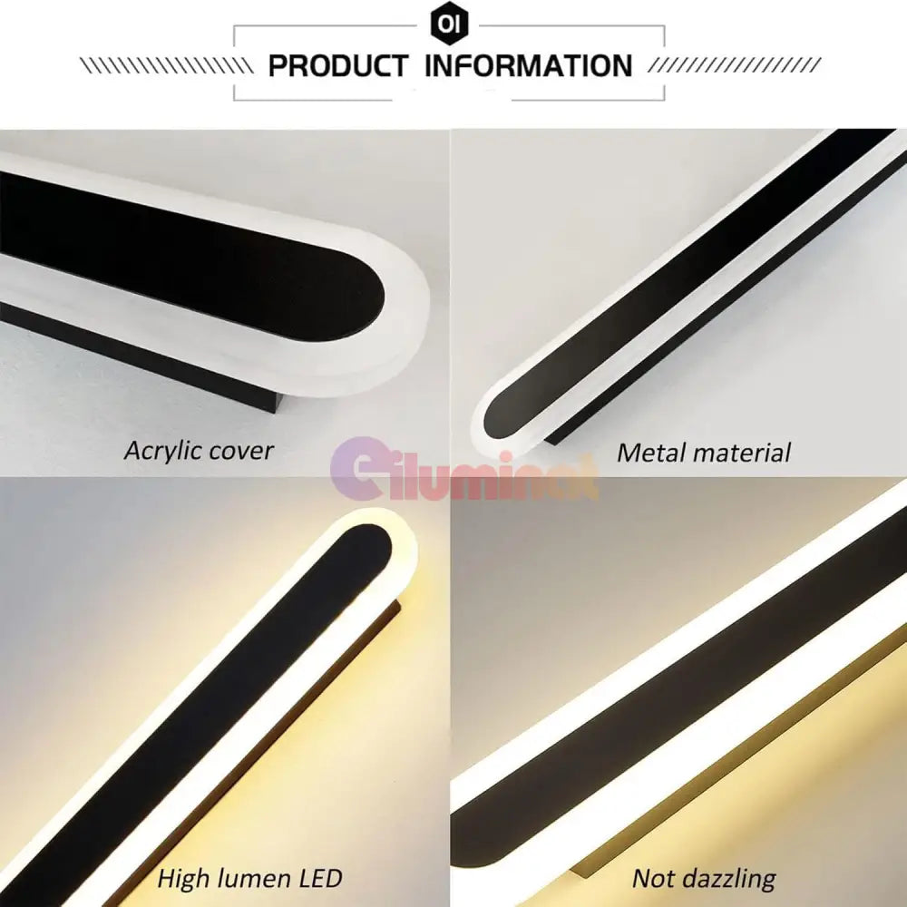 Aplica Led Liniara 48W 60Cm Neagra Echivalent 300W Lighting Fixtures