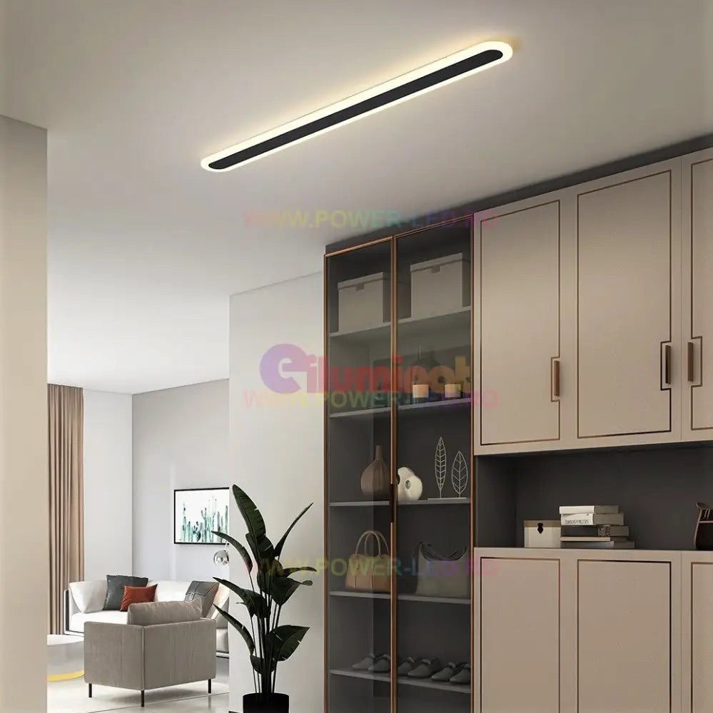 Aplica Led Liniara 64W 80Cm Neagra Echivalent 400W Lighting Fixtures