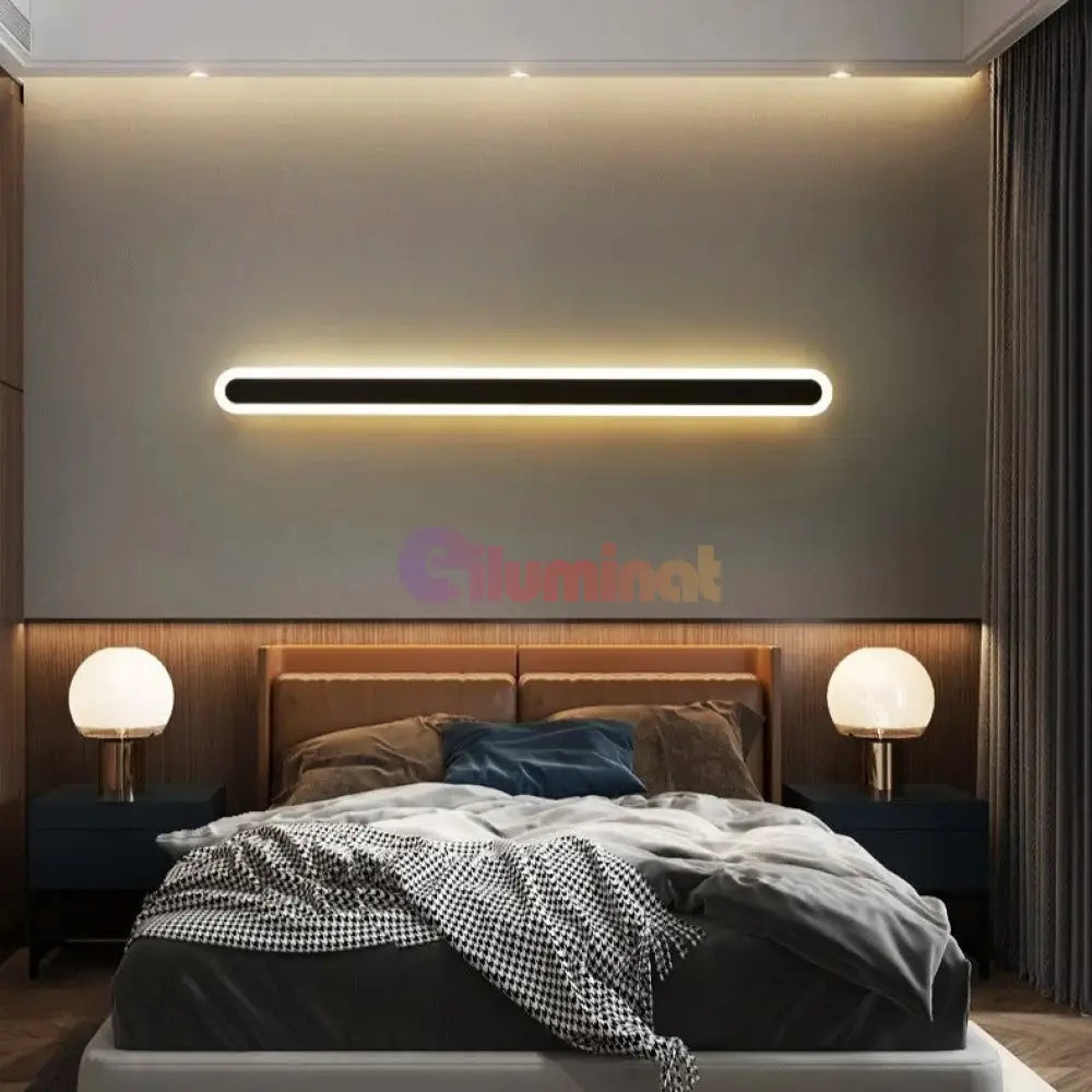 Aplica Led Liniara 64W 80Cm Neagra Echivalent 400W Lighting Fixtures