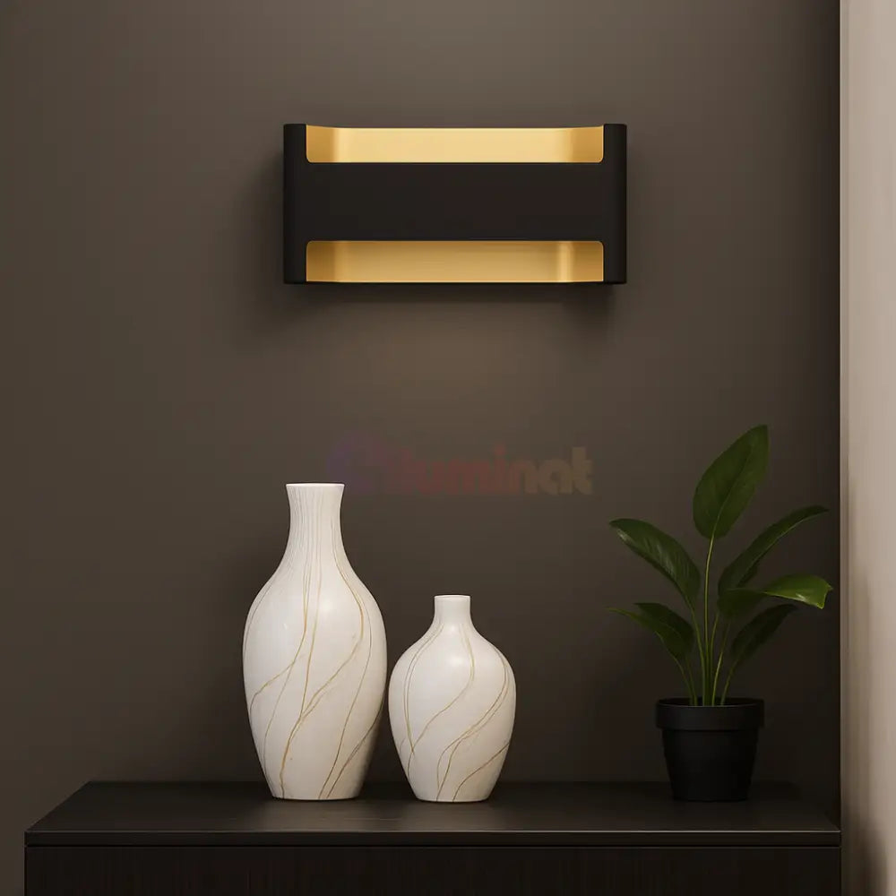 Aplica LED Modern FELONICHE EGLO 98545 NEGRU + AURIU / APLICA PERETE / MINIMALIST DESIGN Wall Light Fixtures